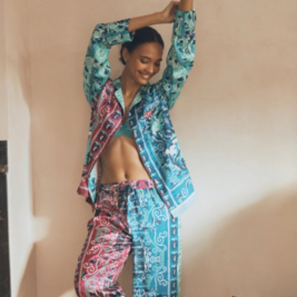 Anthropologie Silky Printed Pajama Top